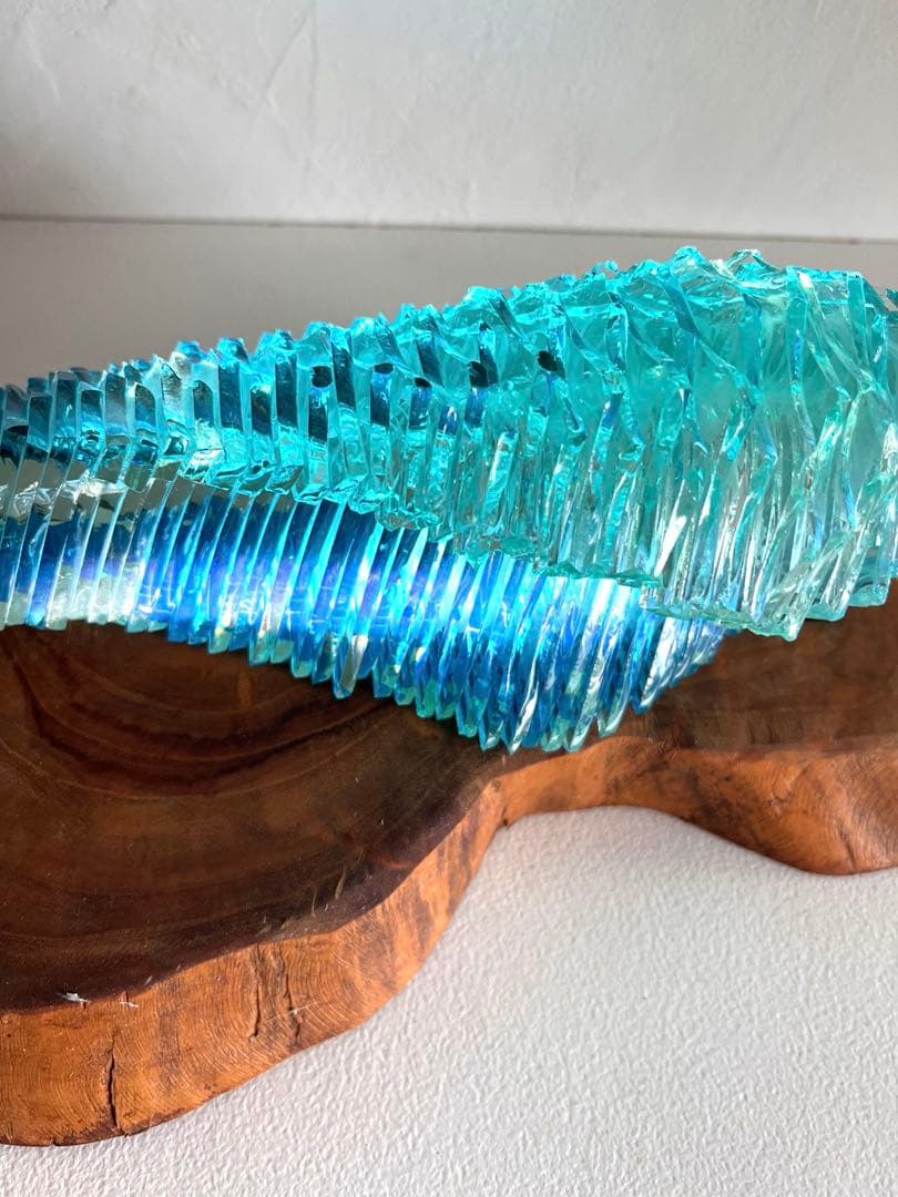 バリ島オーダー品！ガラス工芸！良い波♪ライト付き　ウェーブオブジェです♪