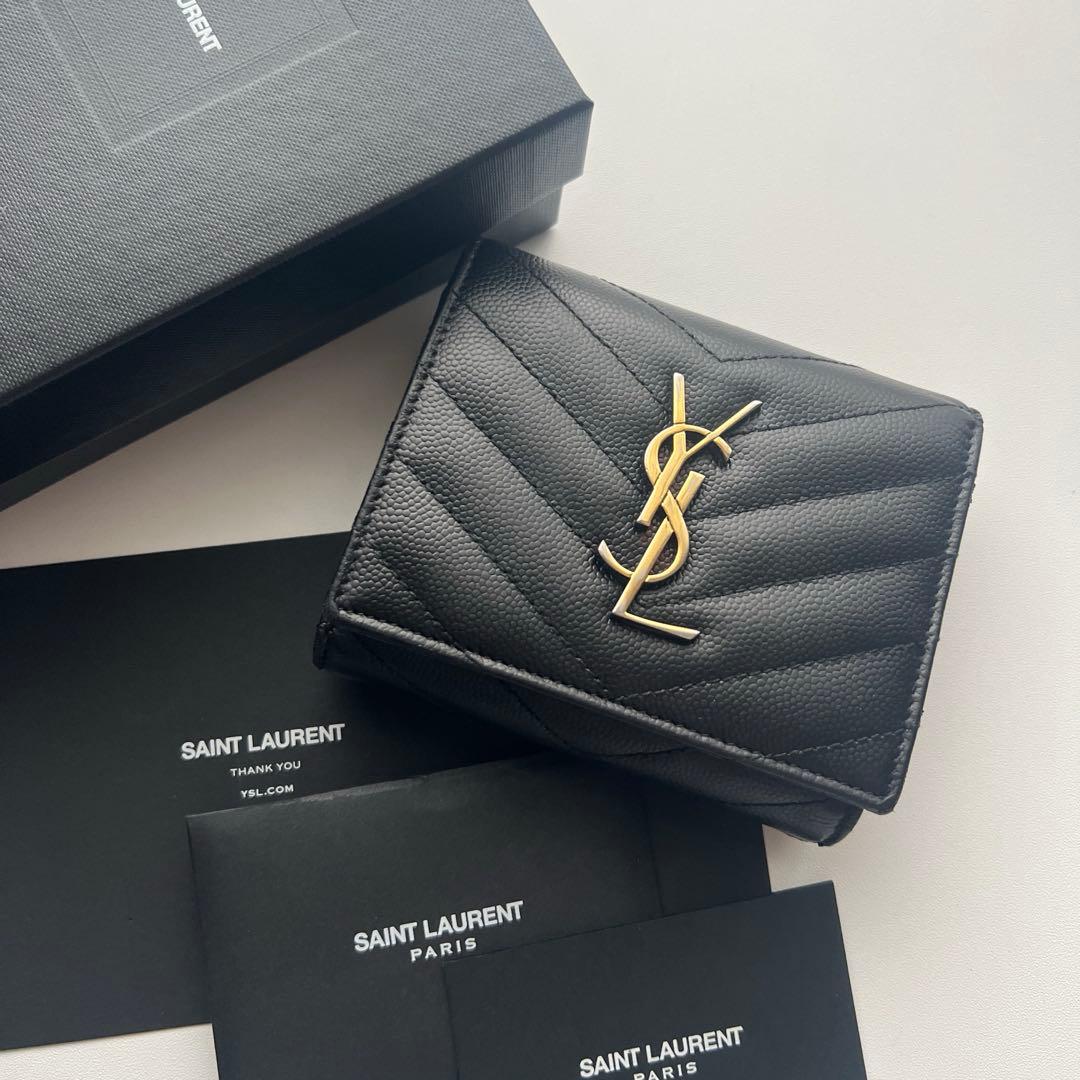 106 美品 SAINTLAURENT イヴサンローラン 3つ折り財布