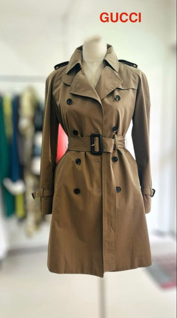 GUCCI トレンチコート 38 ラグラン ベージュ美品　グッチ