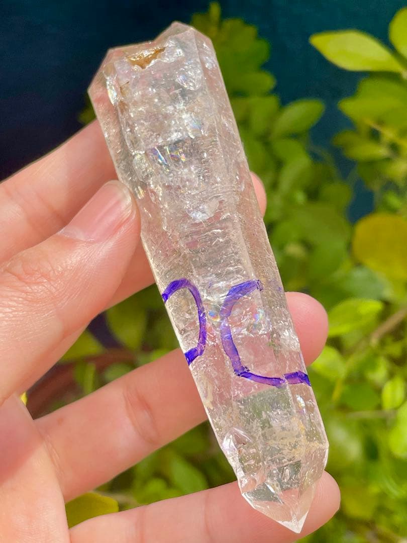 水入り虹入り　ダブルポイント　強いパワー 天然両剣　原石水晶パワーストーン　瞑想