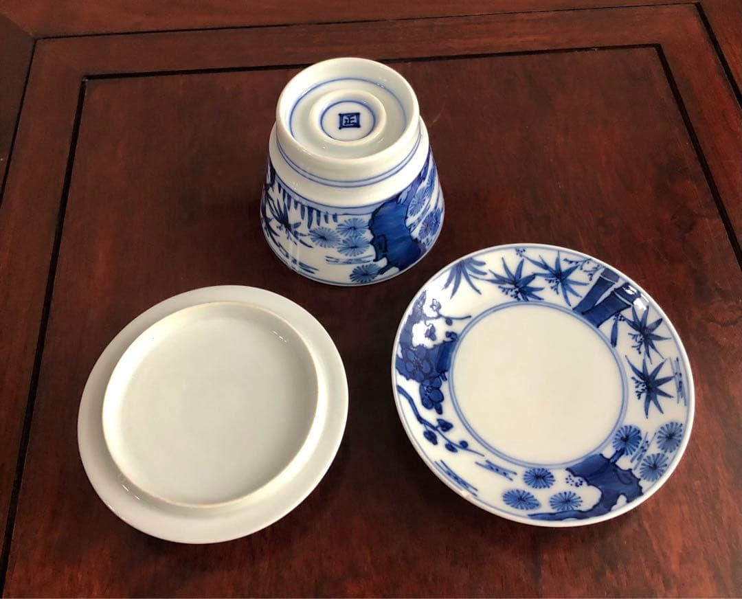 三川内焼　嘉久正窯　茶碗蒸し（蓋、受け皿付）5枚組