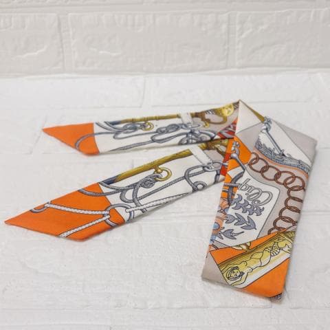 美品✨HERMES エルメス ツイリー クリケティス オレンジ ホワイト