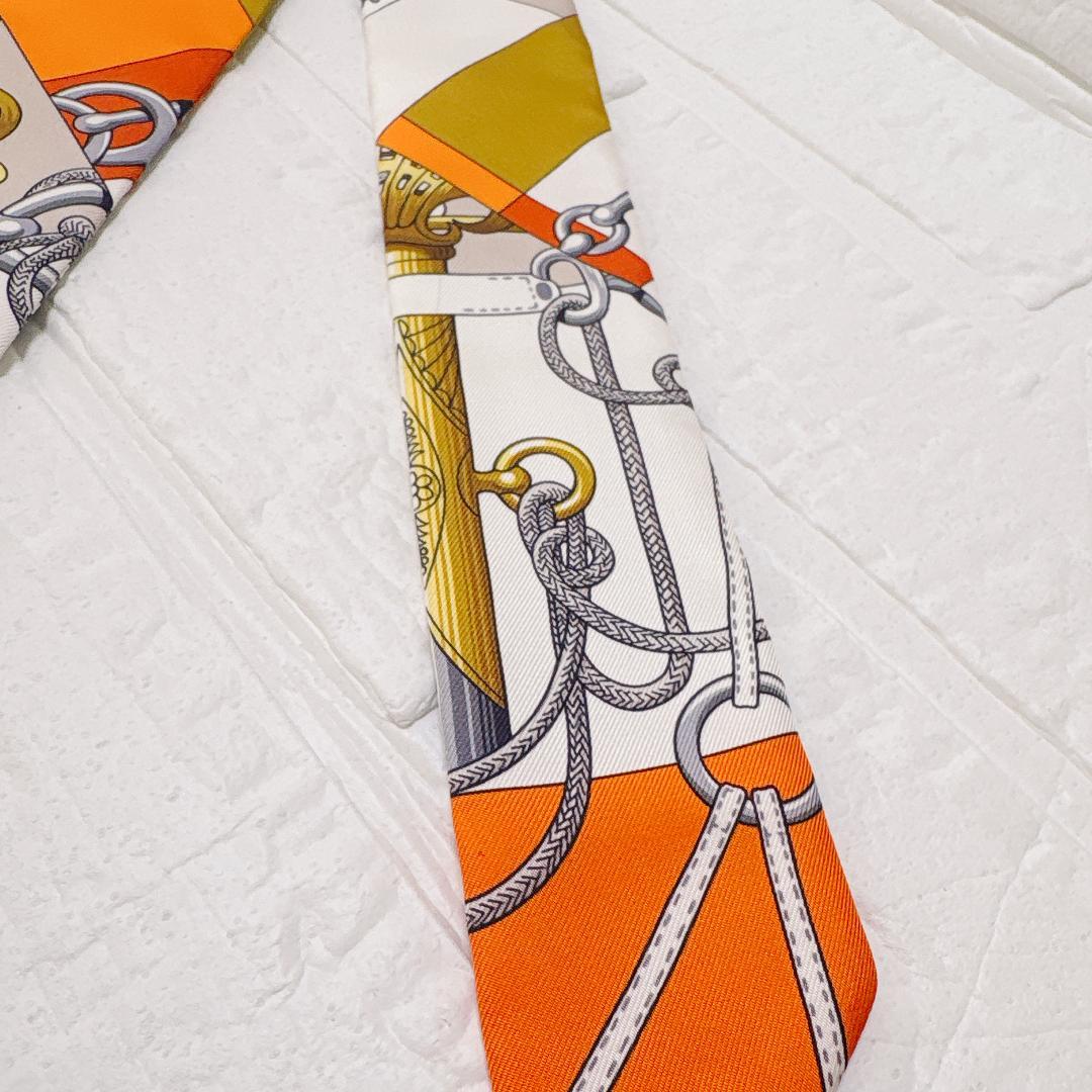 美品✨HERMES エルメス ツイリー クリケティス オレンジ ホワイト