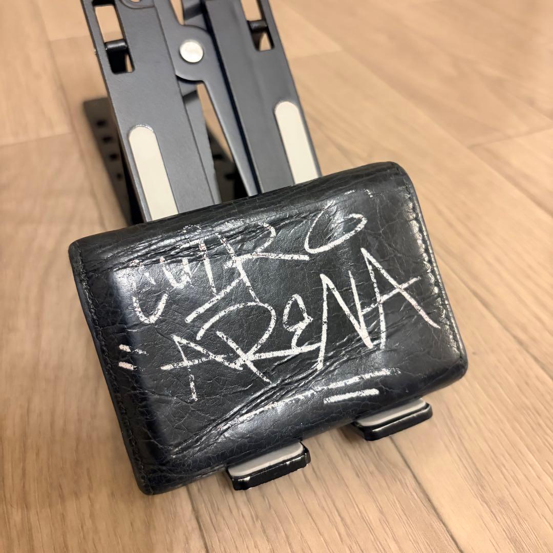 バレンシアガ　ペーパーミニウォレット　グラフィティ　レザー　黒