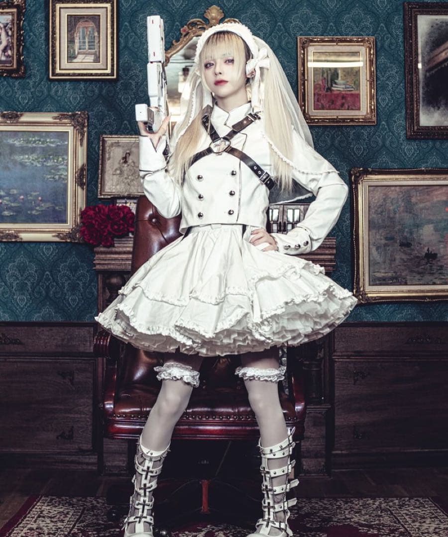 【HIDOLATRAL THEODOL】拘束十字架軍服ジャケット WHITE