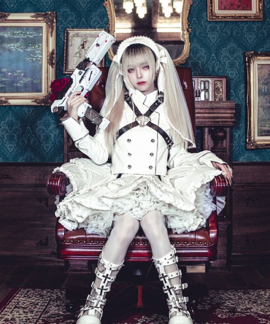 【HIDOLATRAL THEODOL】拘束十字架軍服ジャケット WHITE