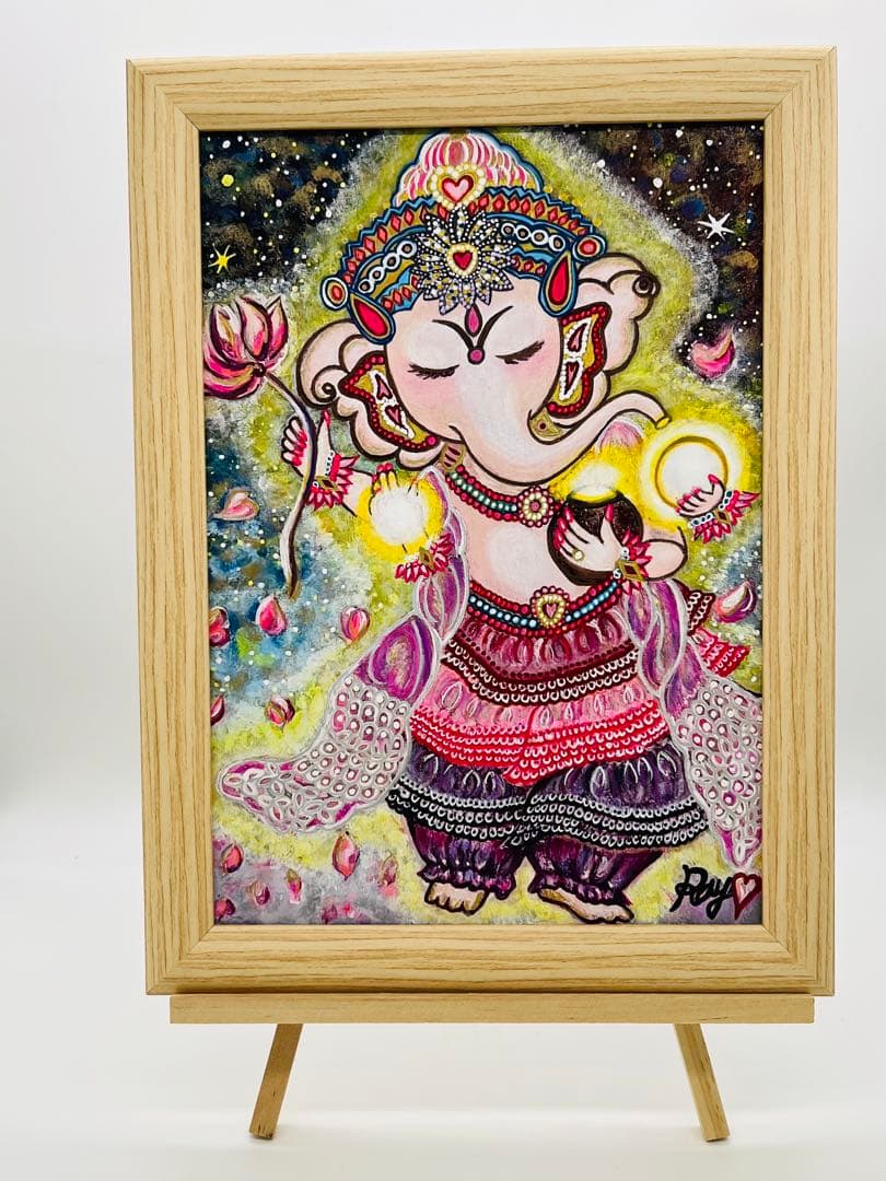 ガネーシャの絵画 作者Ray 額入れ