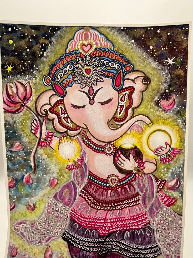 ガネーシャの絵画 作者Ray 額入れ