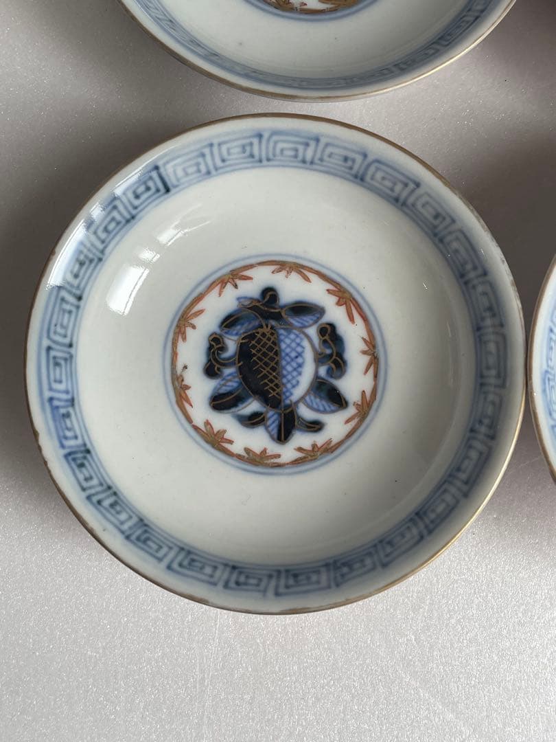 古伊万里 金蘭手柘榴図 蓋物 五客　お皿/蓋付き碗/茶碗/蓋付き/飯碗/お碗50