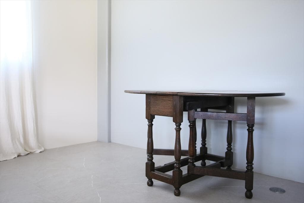 英国アンティーク木製ゲートレッグテーブル/ダイニング机バタフライ(89-126)