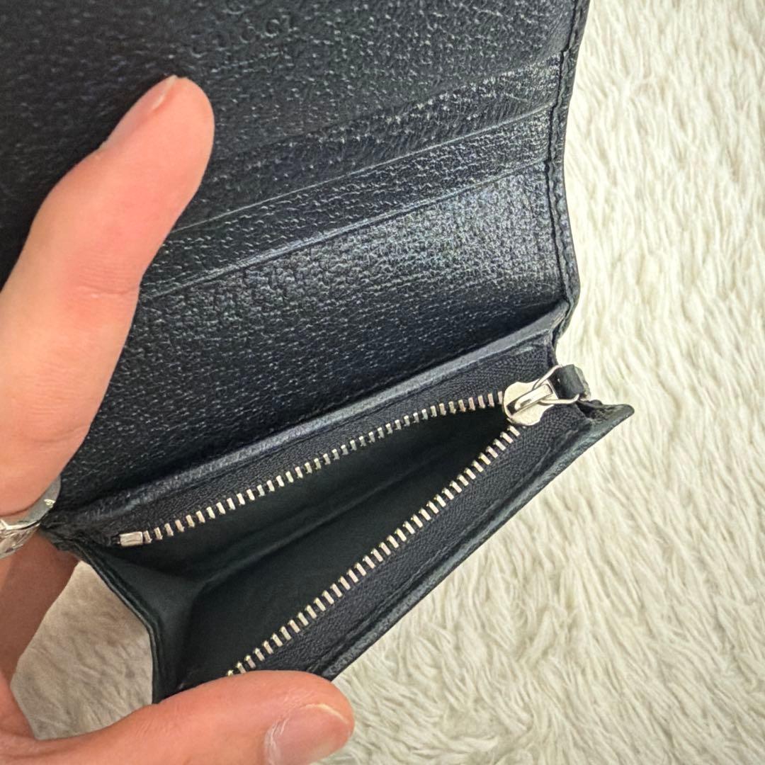 Gucci 二つ折り財布 ベージュ/ネイビー/レッド