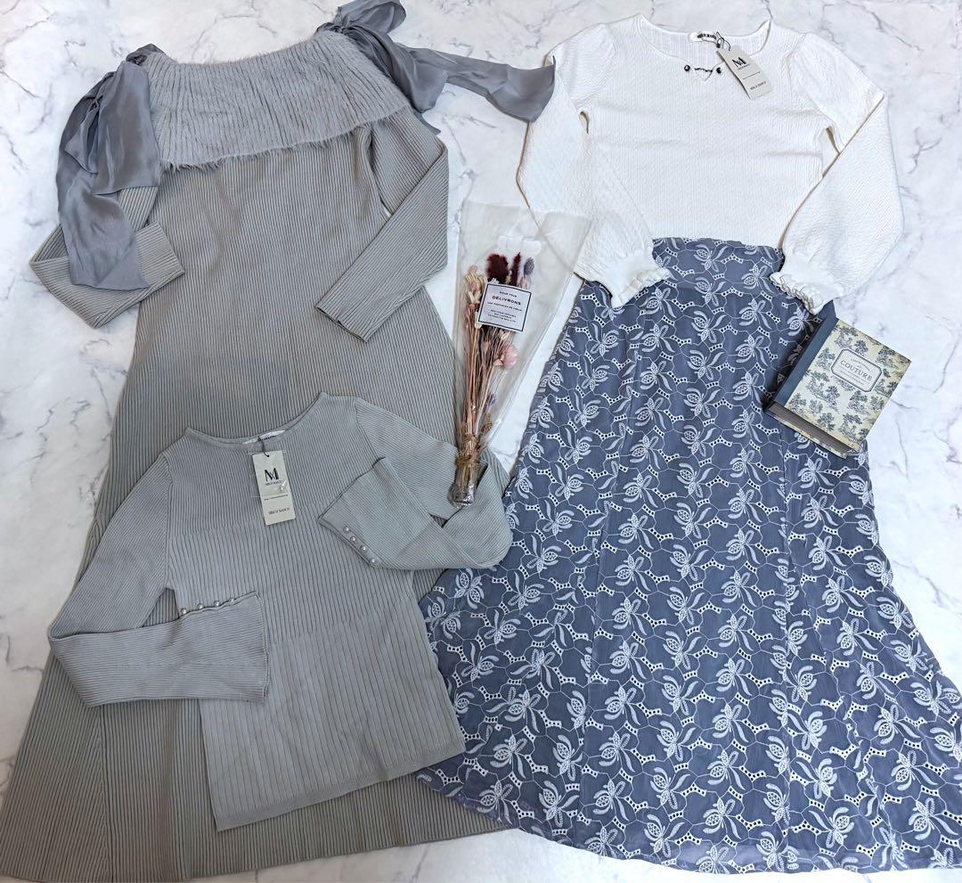バレンタインデートに♡大人フェミニンブルベレディース服セット╰(*´︶`*)╯