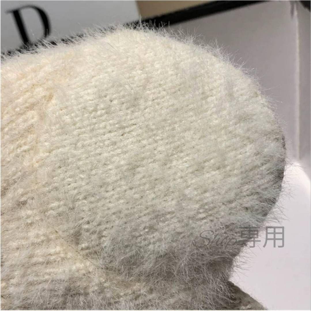 新品 グレー ニット帽 つば付き 黒 耳当て サンバイザー ゴルフ レディース