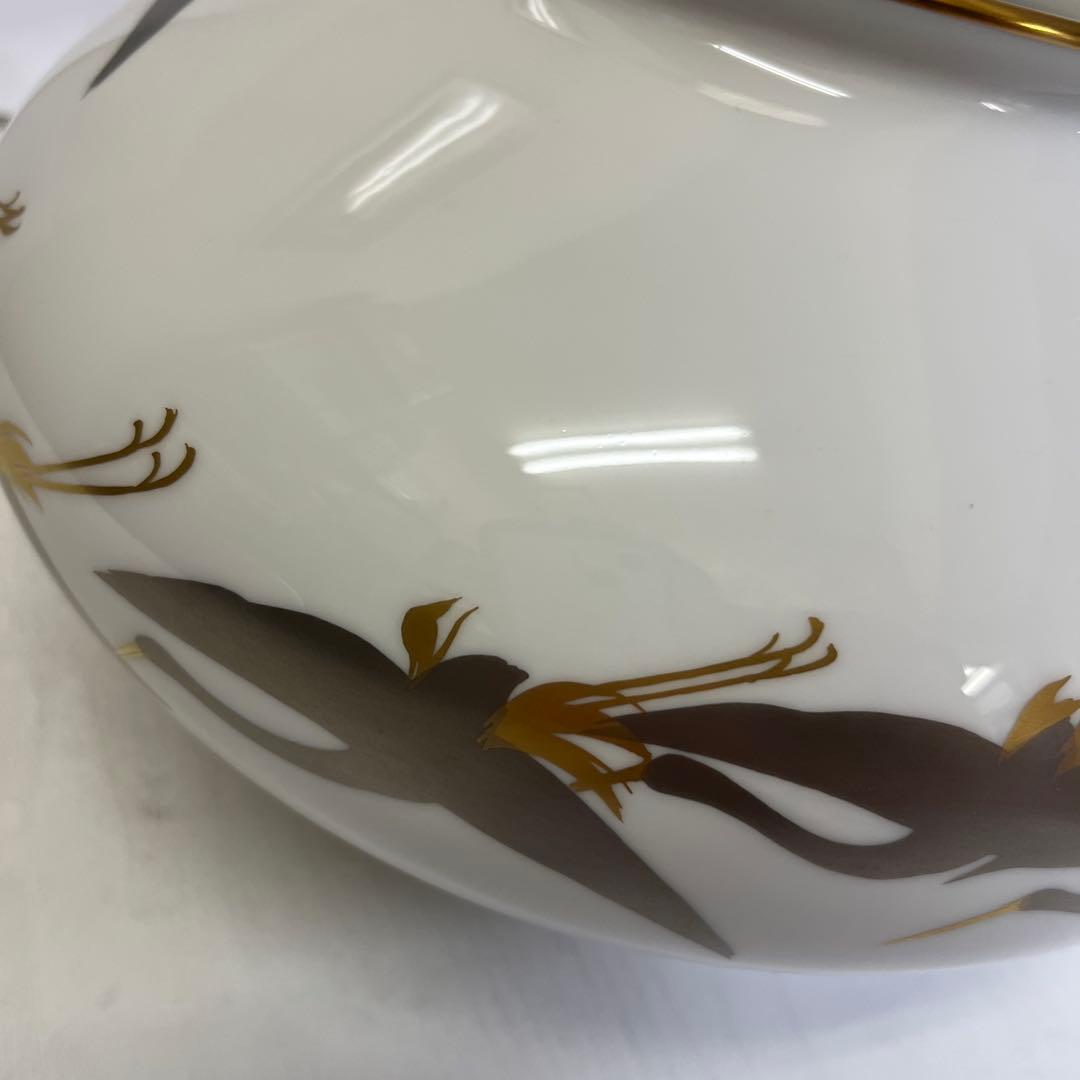 大倉陶園　鶴　金　銀　花瓶　壺