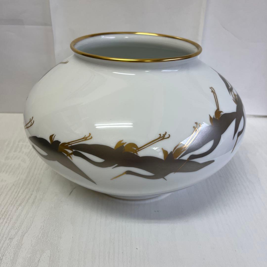 大倉陶園　鶴　金　銀　花瓶　壺