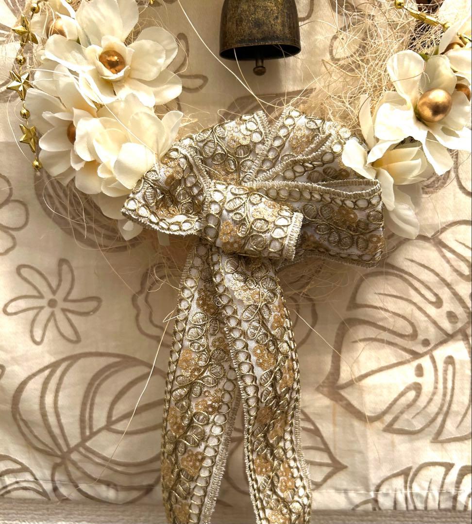 «826»◤完売◢クリスマスリース★2025★ゴールド刺繍リボン*ベル