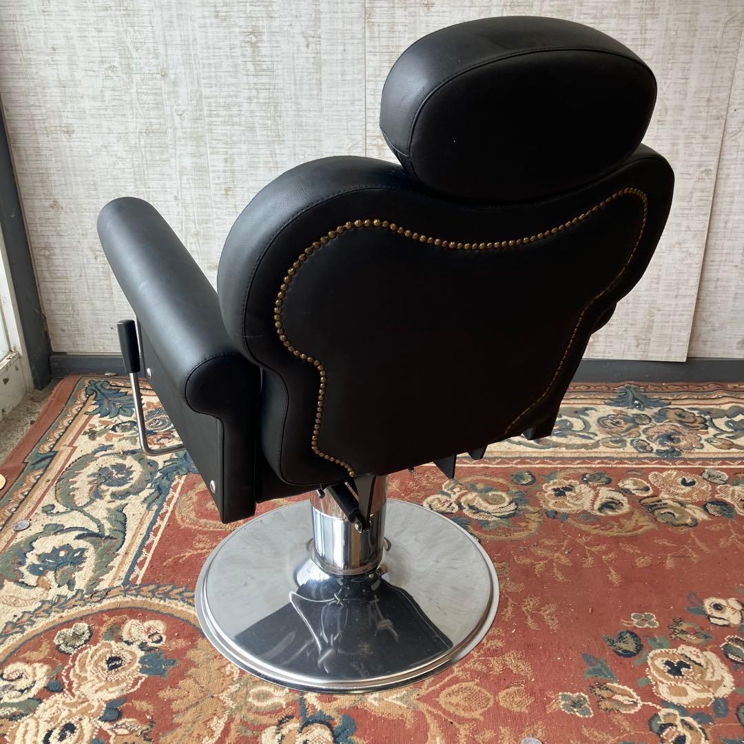 美容室 理容室 リベット打ちサロンチェア アームチェア 椅子 ブラック レトロ
