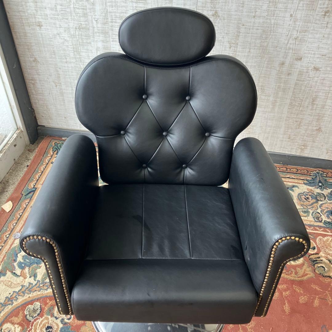 美容室 理容室 リベット打ちサロンチェア アームチェア 椅子 ブラック レトロ