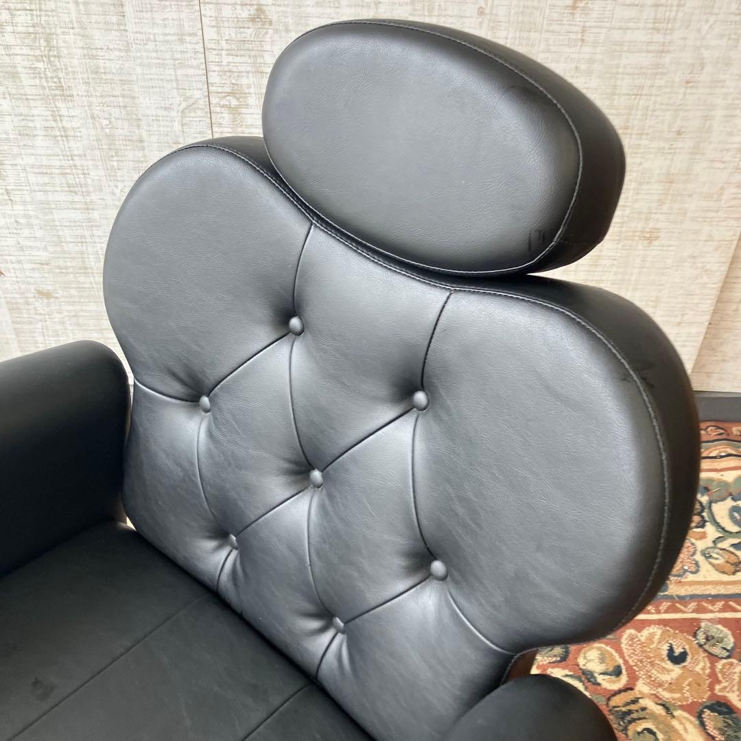 美容室 理容室 リベット打ちサロンチェア アームチェア 椅子 ブラック レトロ