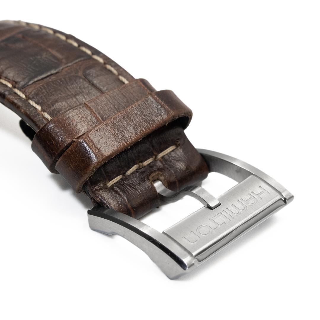 ハミルトン 腕時計 メンズ ジャズマスター シルバー 茶色 クロノグラフ ロゴ