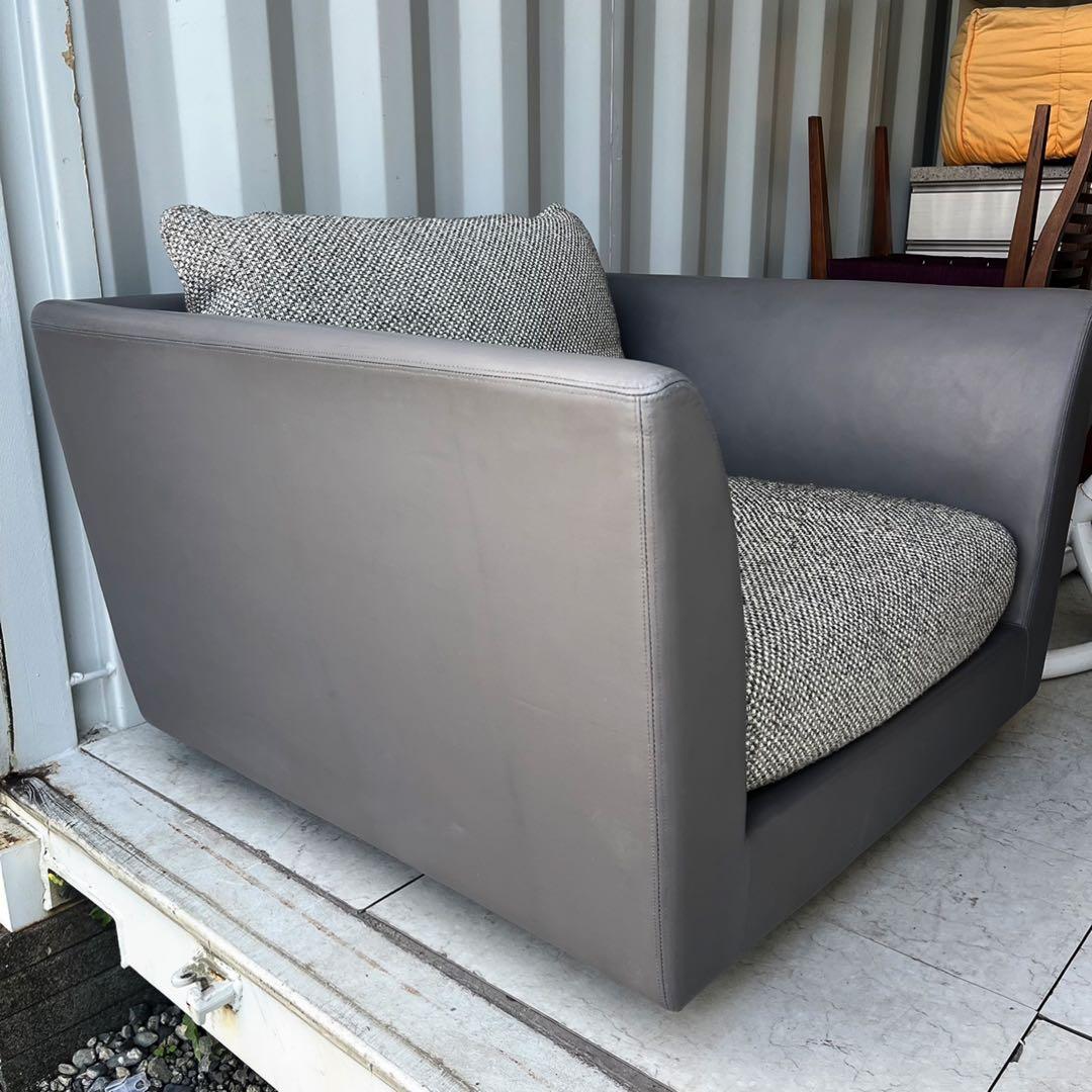 取付無料！アルフレックス Aソファ 本革チャコールグレーファブリック1Pソファ✨