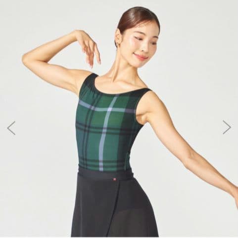 チェック柄ノースリーブレオタード