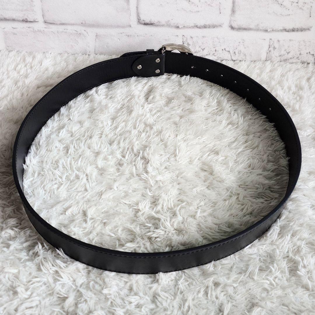 グッチ インターロッキング シルバー バックル レザー ベルト ロゴ金具 黒