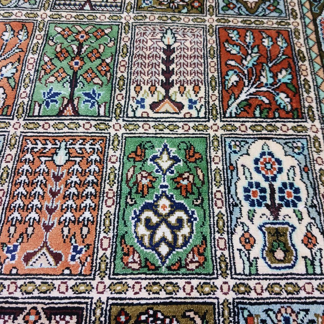 Y3371 高級ペルシャ絨毯 クム ババイ工房 シルク 手織り81万ノット