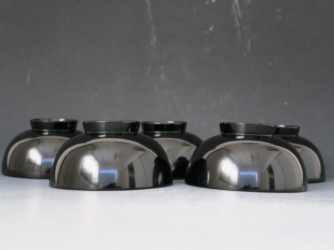 【輪島塗】鉄仙蒔絵 吸物椀 黒塗 五客揃 天然木 共箱