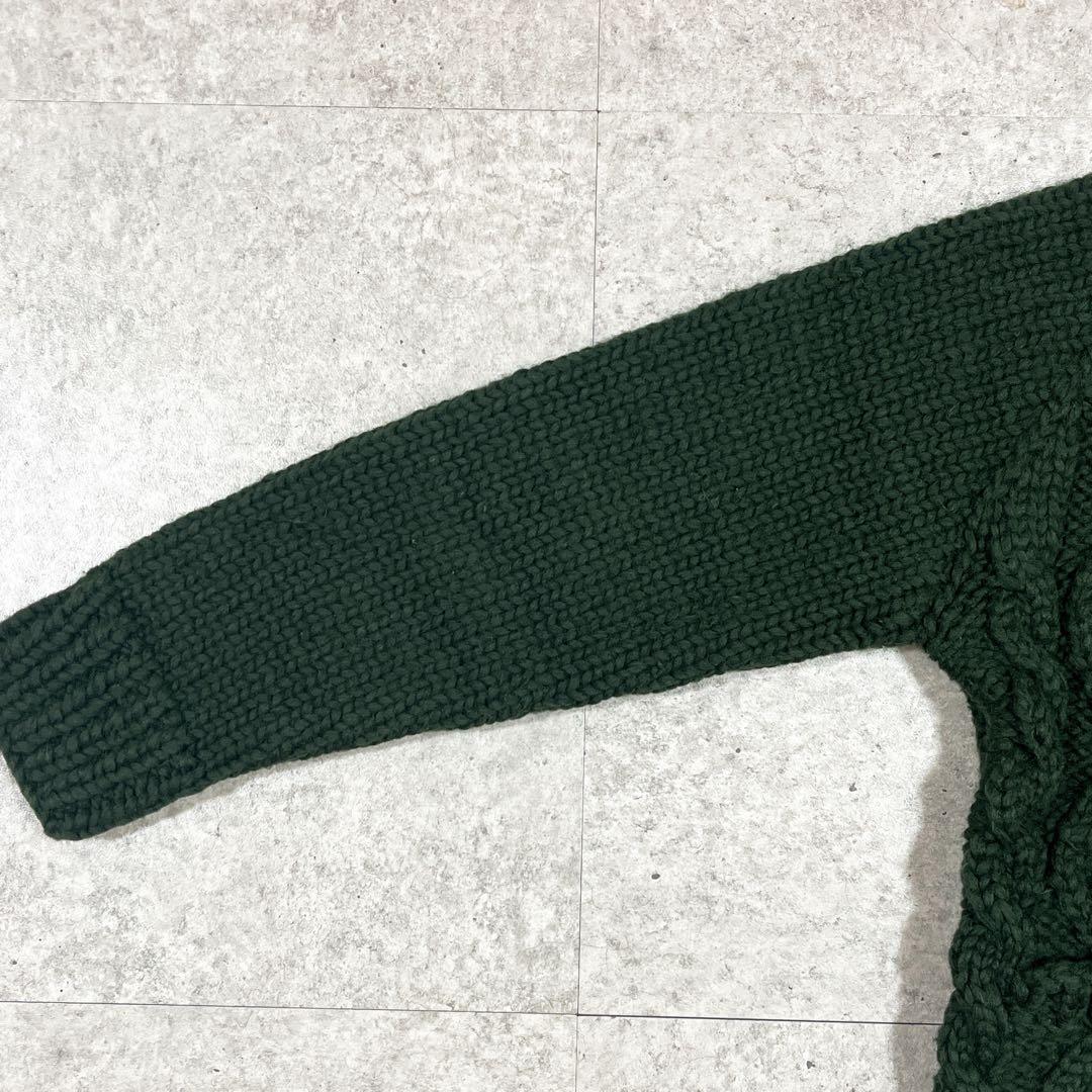 カナタ Kanata カウチンニット カーディガン カナダ製 カーキ ケーブル