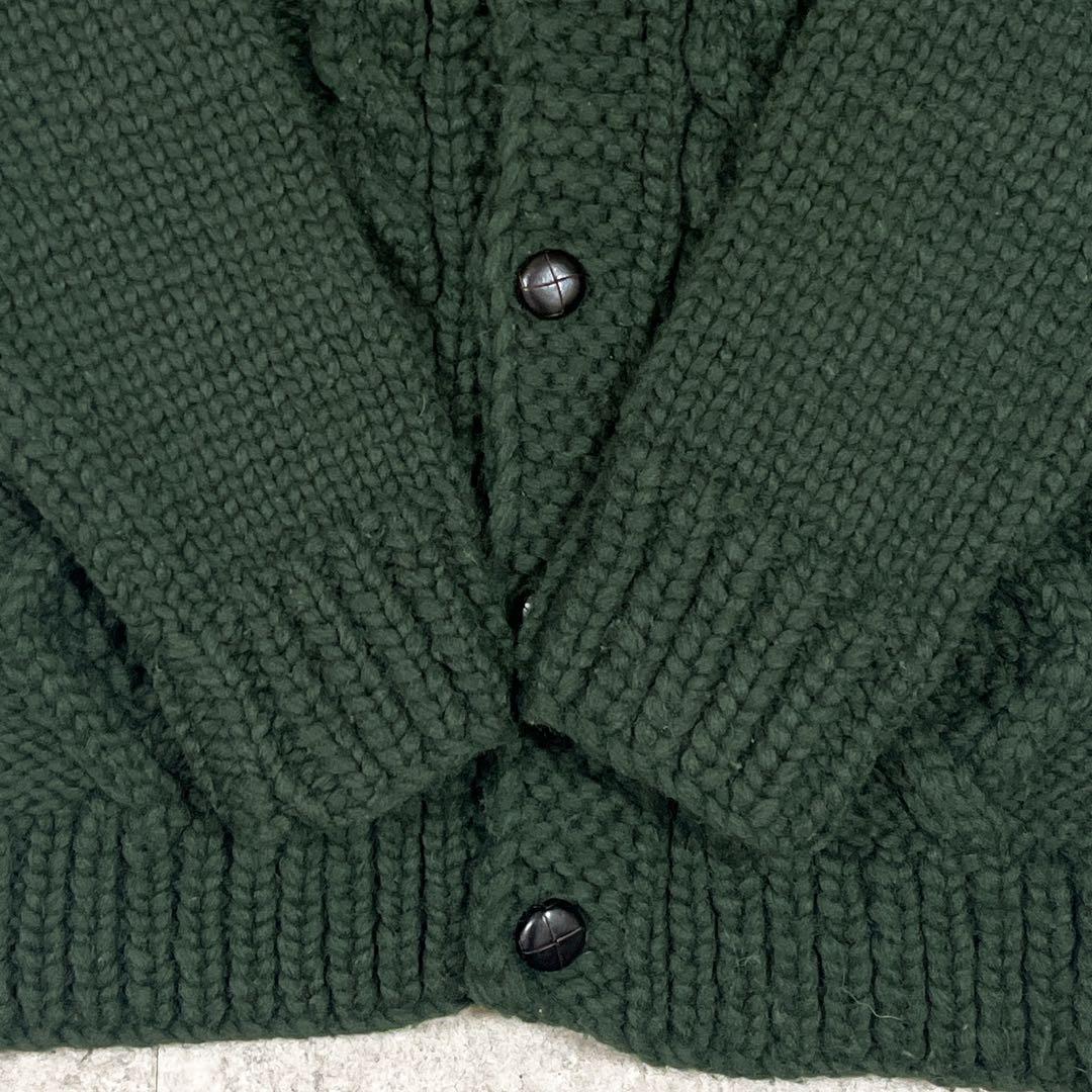 カナタ Kanata カウチンニット カーディガン カナダ製 カーキ ケーブル