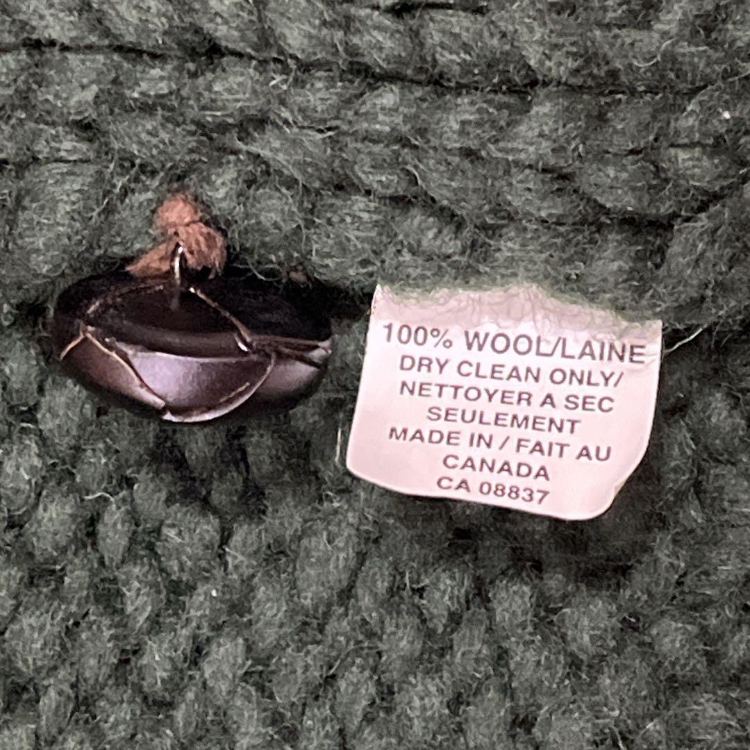 カナタ Kanata カウチンニット カーディガン カナダ製 カーキ ケーブル