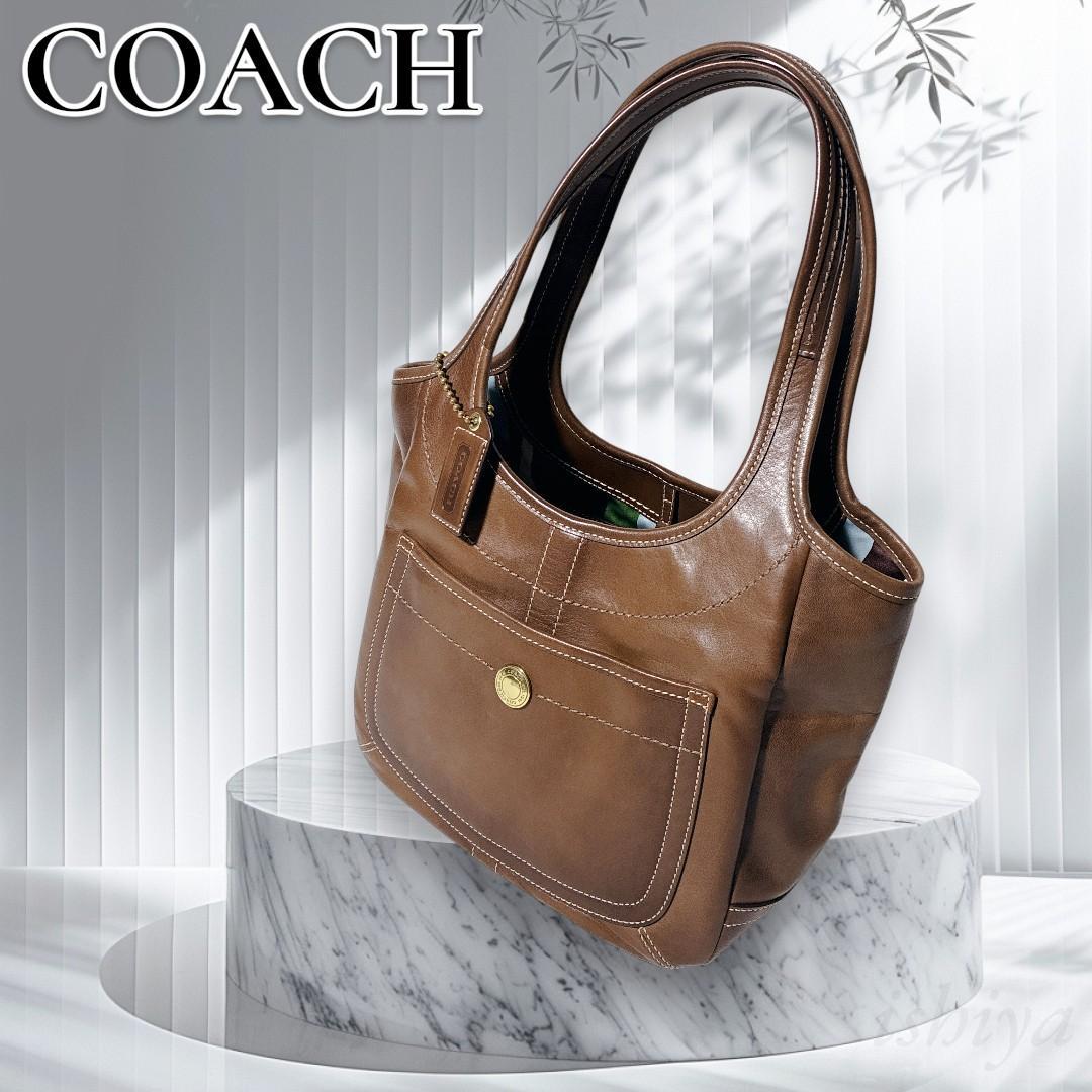 【希少・美品】オールドコーチ ショルダーバッグ　ブラウン　レザー　トートバッグ