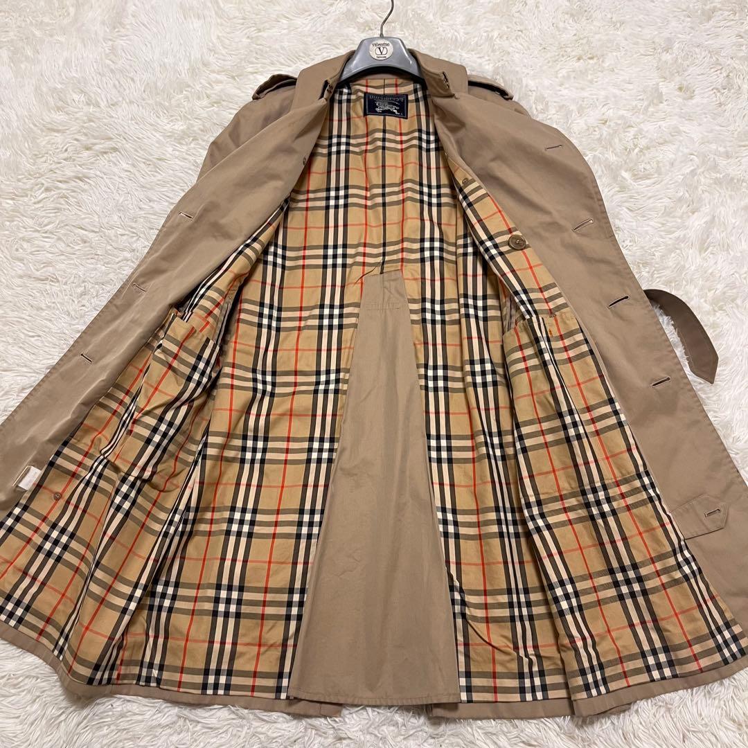 【美品】バーバリー　トレンチコート　ロング　ノバチェック　ベルト　ハニーベージュ