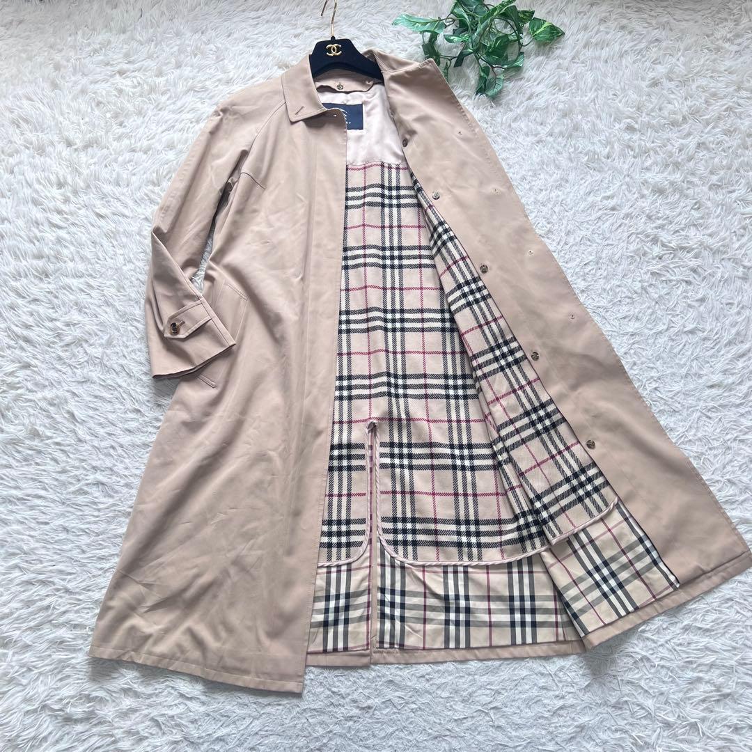 美品 バーバリーロンドン ステンカラーコート ライナー付き ノバチェック L