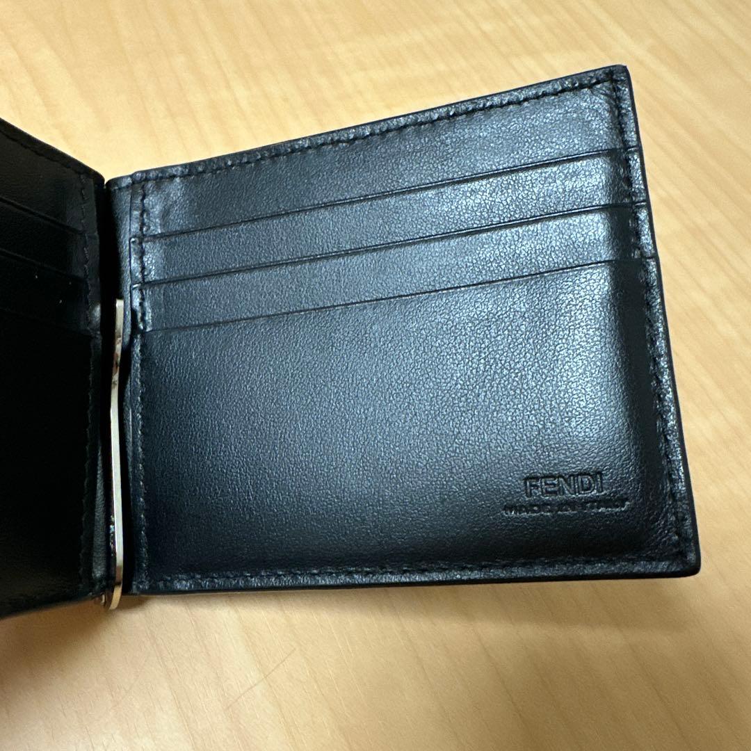 FENDI フェンディ　マネークリップ　ズッカ　ダイアゴナル　イエローライン