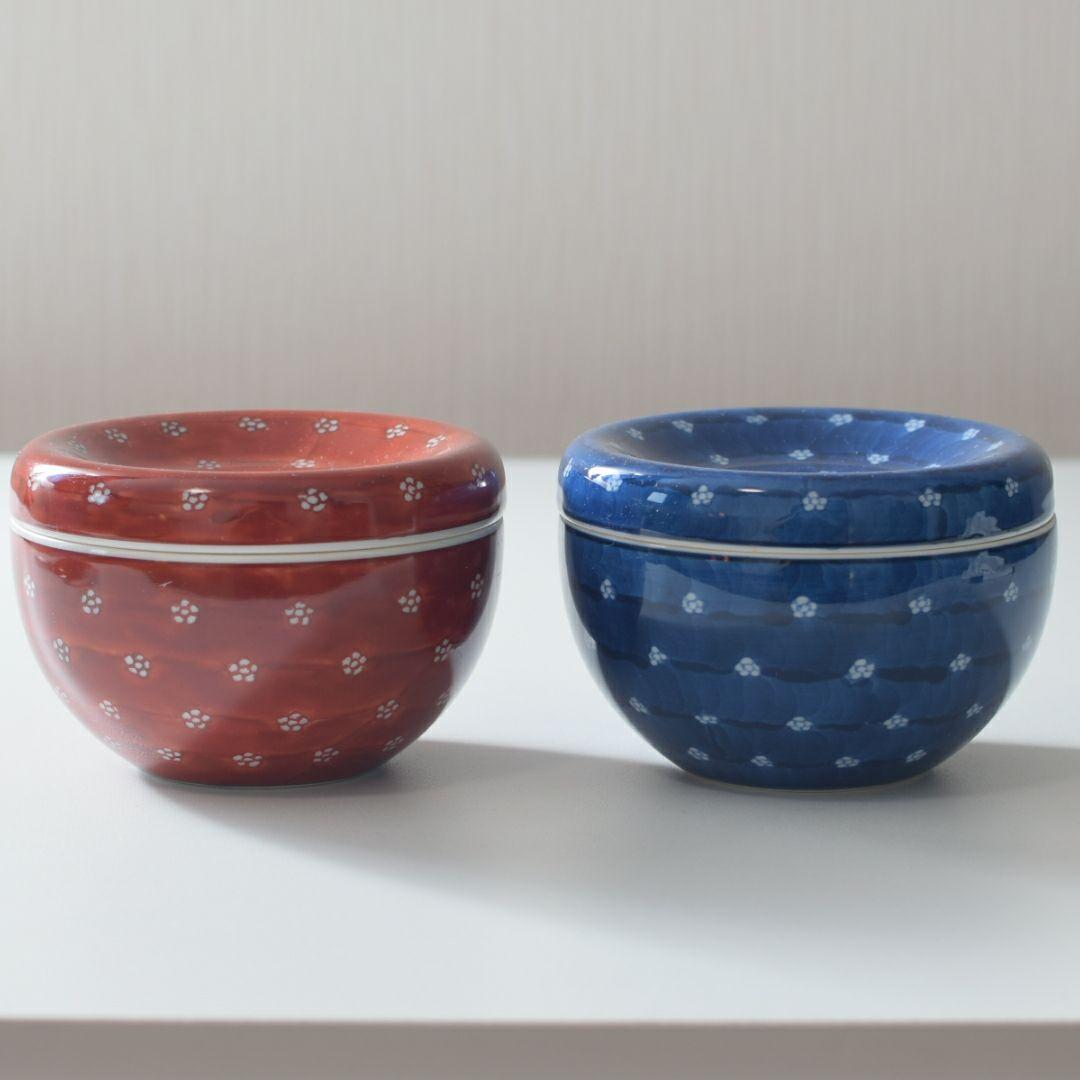 源右衛門 蓋物 赤絵梅地紋