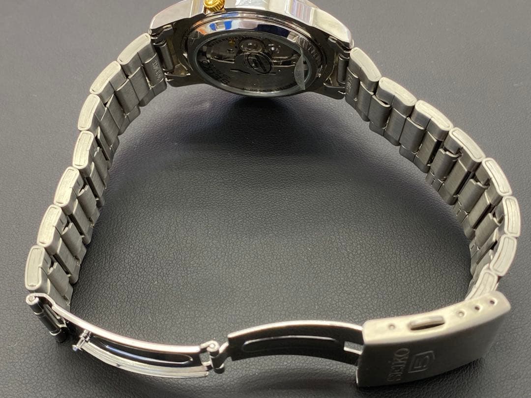 【稼動】セイコー5 メタルバンド 腕時計 自動巻き デイデイト 裏スケルトン