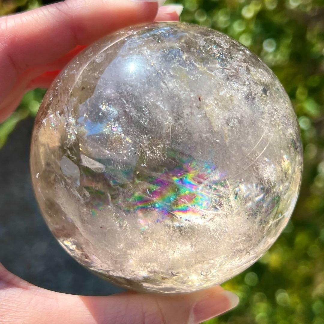 ✨存在際立つ美しさとハイパワー❗✨最高級 ライトニング水晶 丸玉 天然石 原石