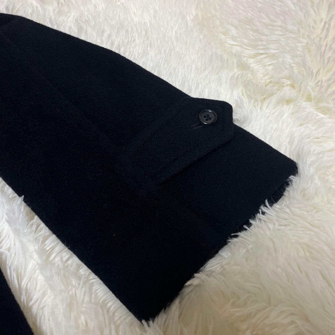 【最高級】バーバリー カシミヤ100% ステンカラーコート 紺 比翼 L相当