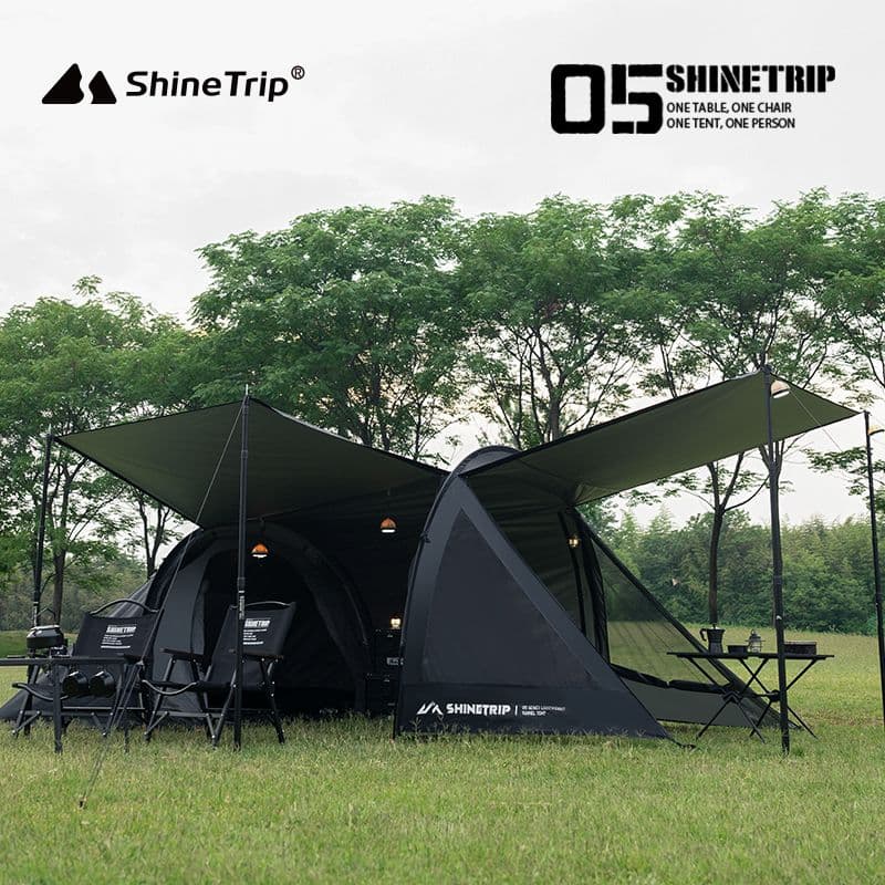 【美品】ShineTrip トンネル型テント ブラック