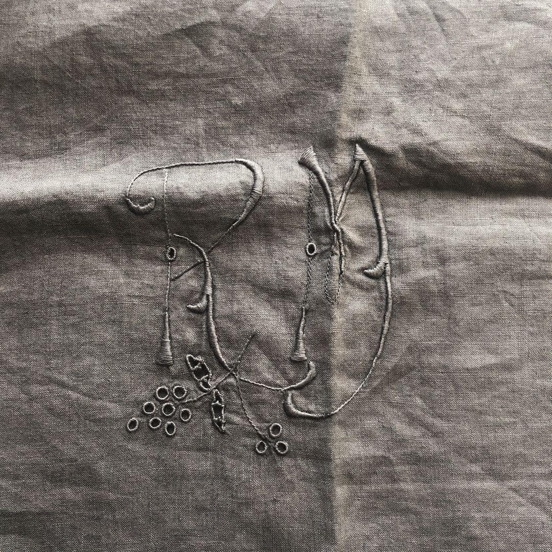 フランスアンティークリネンクッションカバー　枕カバー　リネン