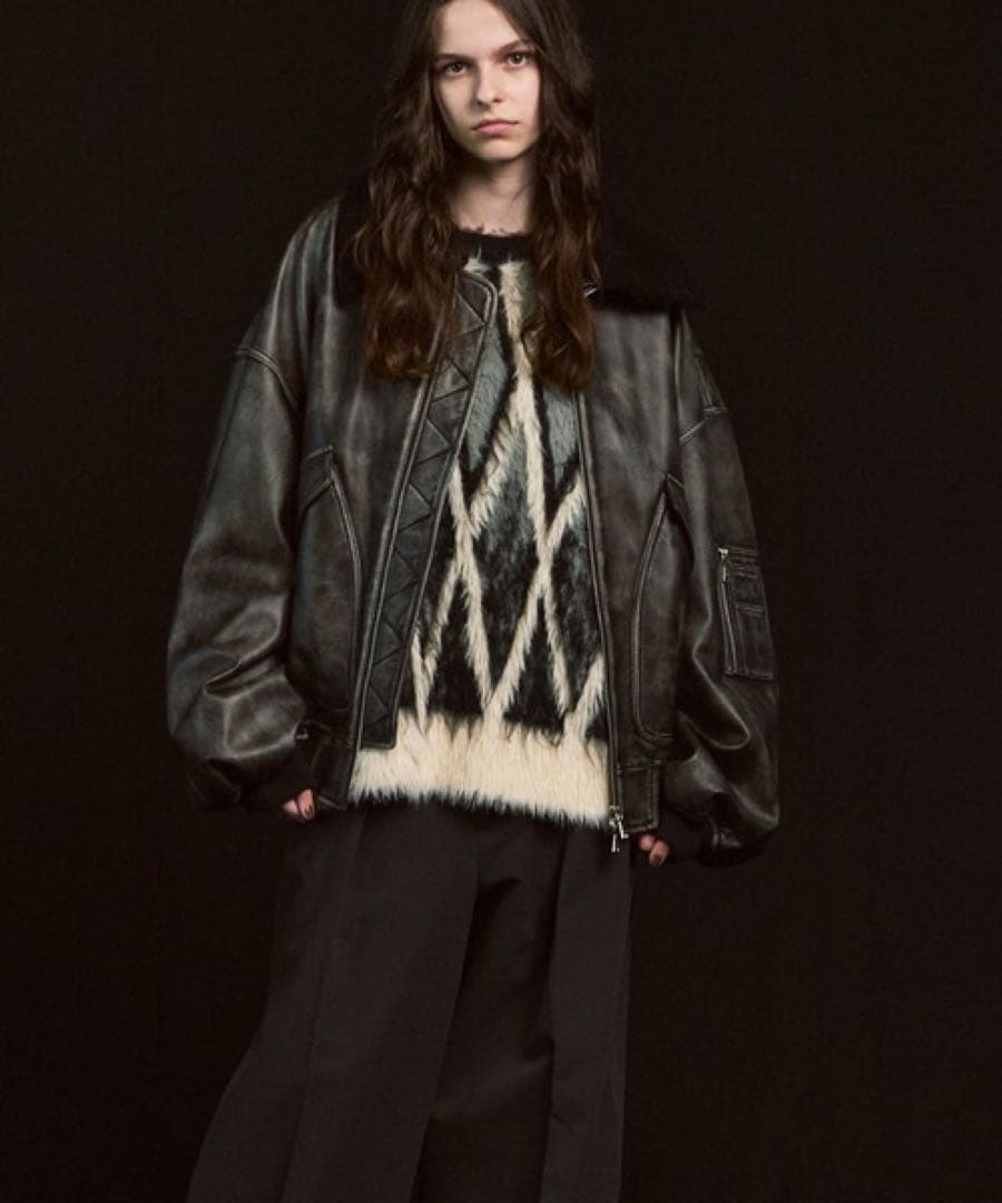 メゾンスペシャル　シープレザームートンプライムオーバーG-1フライトジャケット