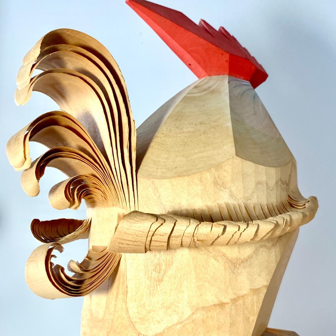 レトロ 笹野一刀彫り 大きなつがいの鶏　ニワトリの置物