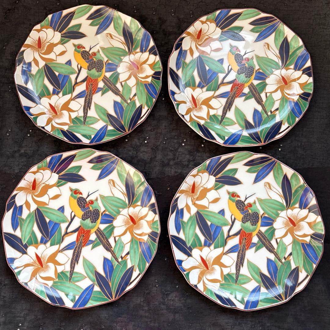 九谷焼　第壱陶器　花鳥図　中皿揃　4枚組　第一陶器