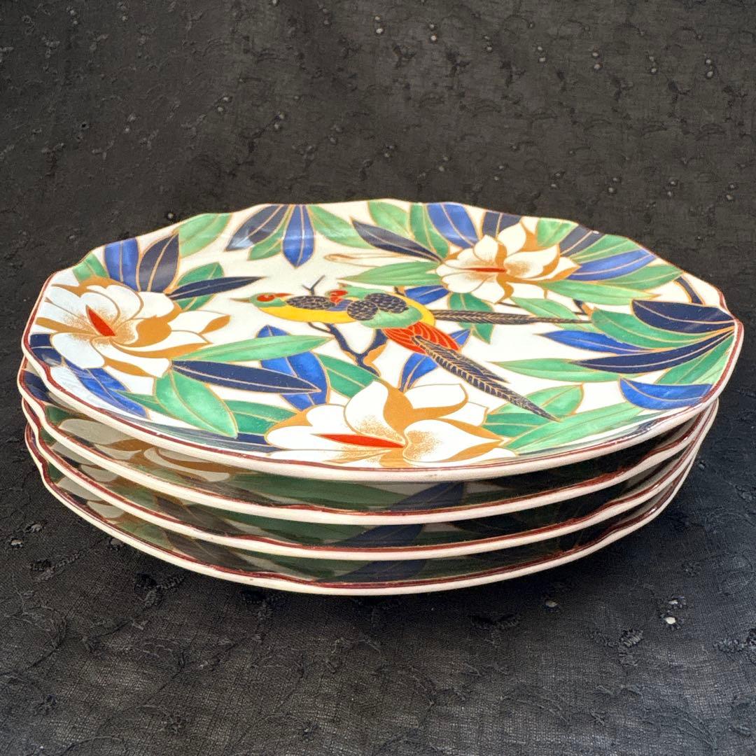 九谷焼　第壱陶器　花鳥図　中皿揃　4枚組　第一陶器