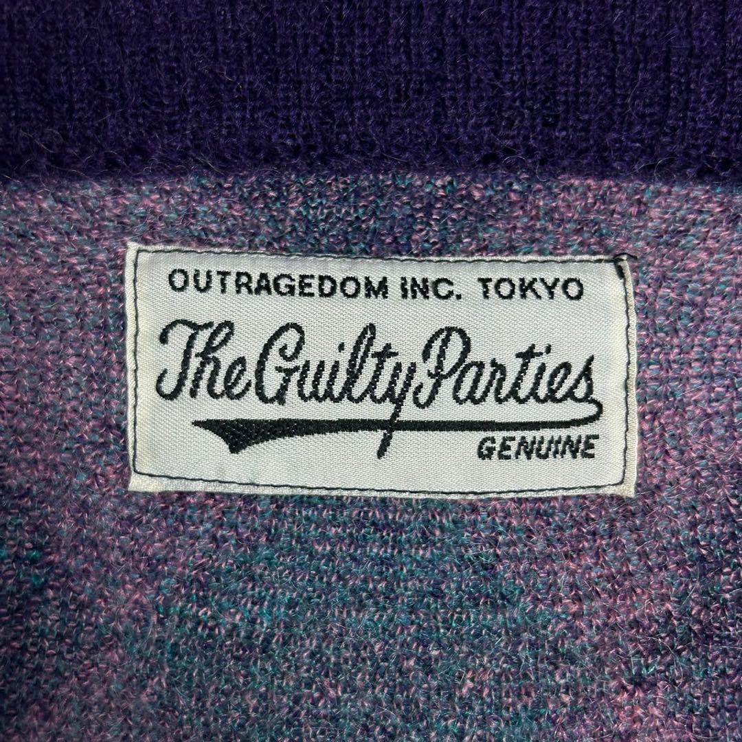 4923【人気Lサイズ】ワコマリア☆アーガイル柄モヘアカーディガン モヘア