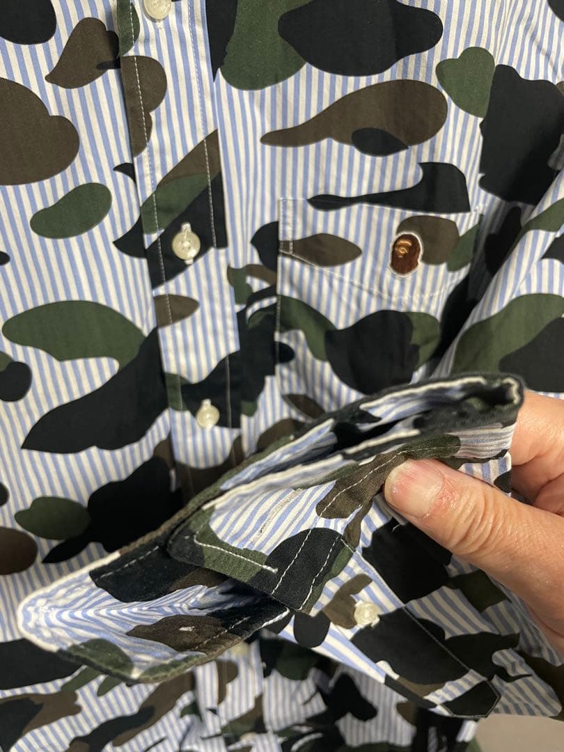 #アベイシングエイプ 迷彩柄ストライプシャツ Mサイズ