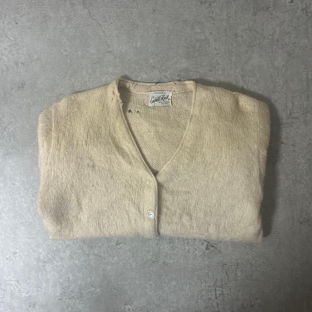 ド*ム様 60s mohaircardigan クリーム 毛足普通 BRENT