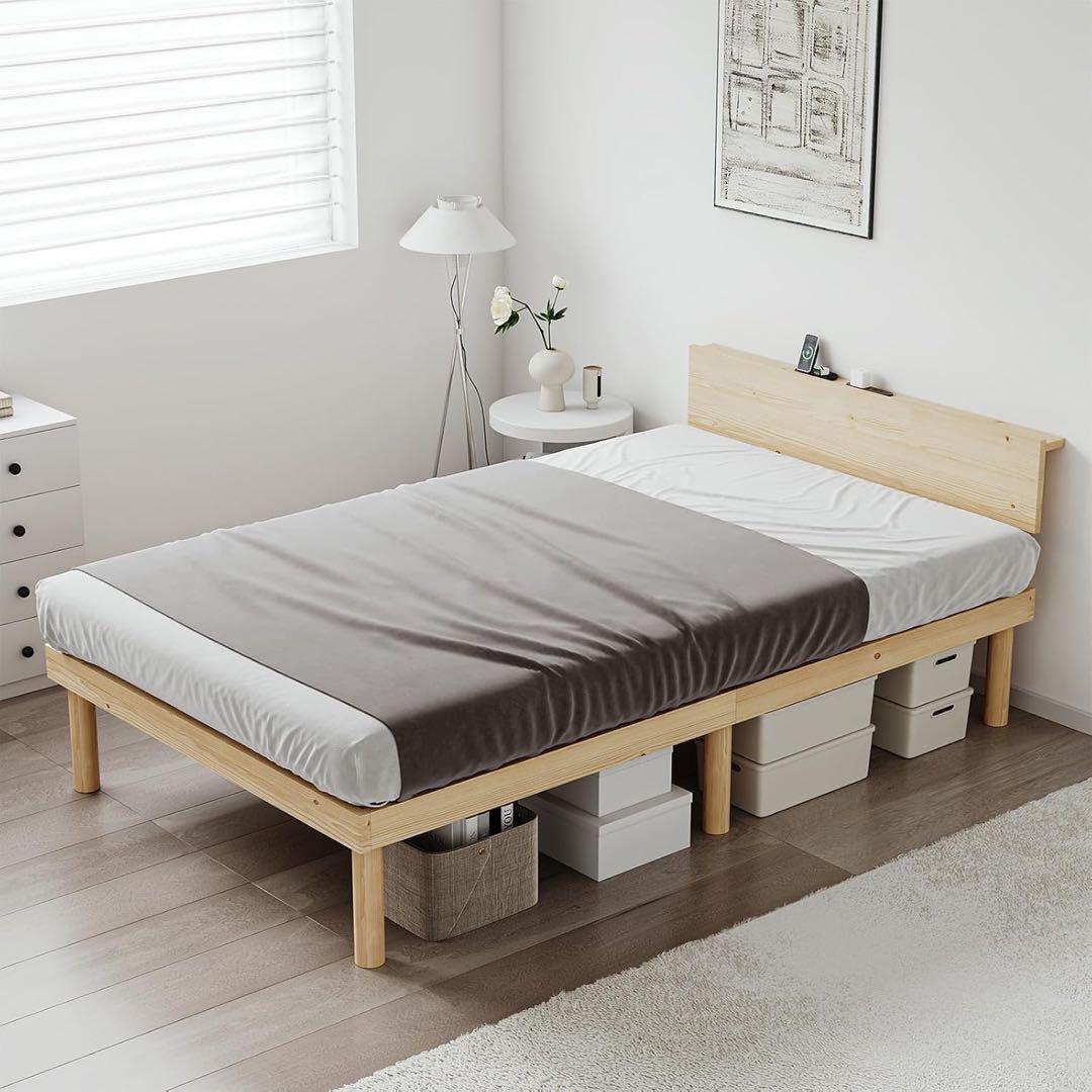 ベッド ベッドフレーム シングル 宮棚 2口コンセント 頑丈 耐荷重200kg
